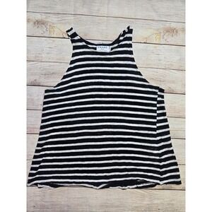 Frame Women's 100% Linen Size Small Black White Striped Tank Top Shirt